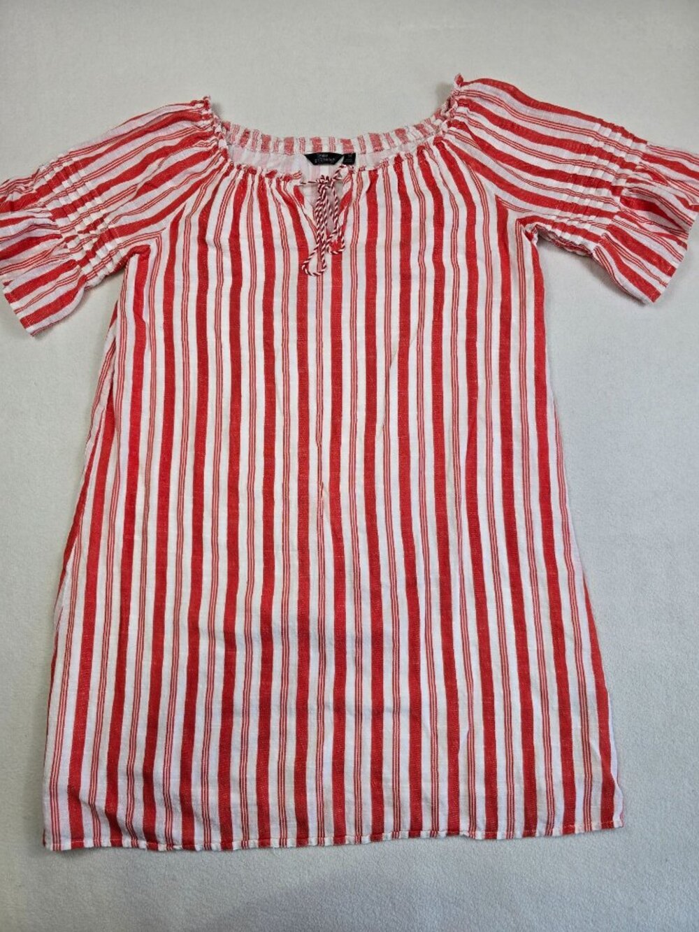 Orange & White Striped Mlle Gabrielle Dress 1X 100% Cotton Beachy